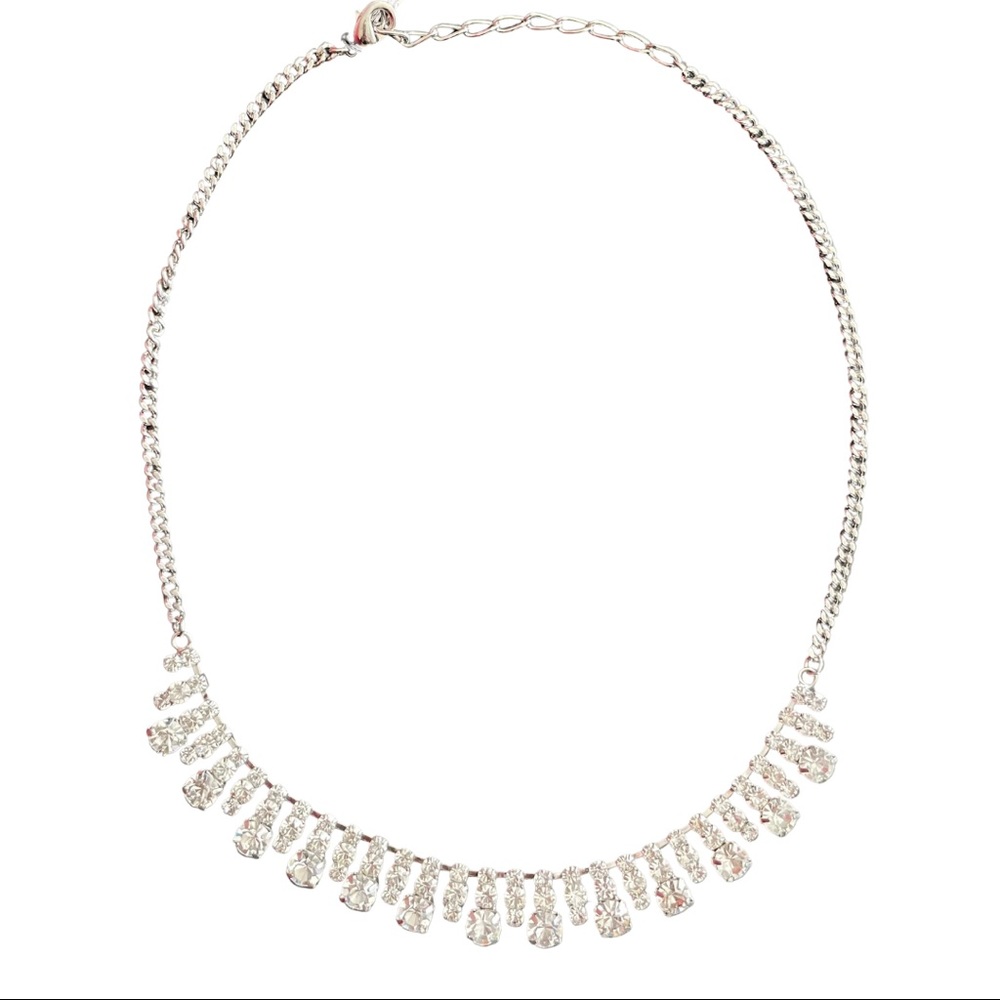 Multi-Crystal Silver Necklace